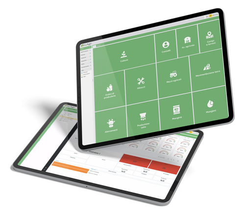 Tablet con dashboard In4agri per la visualizzazione dei dati raccolti